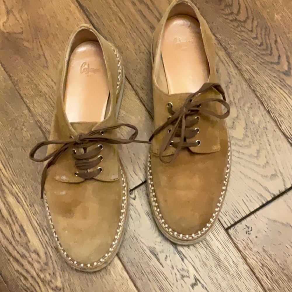 Brown suede oxford style shoes